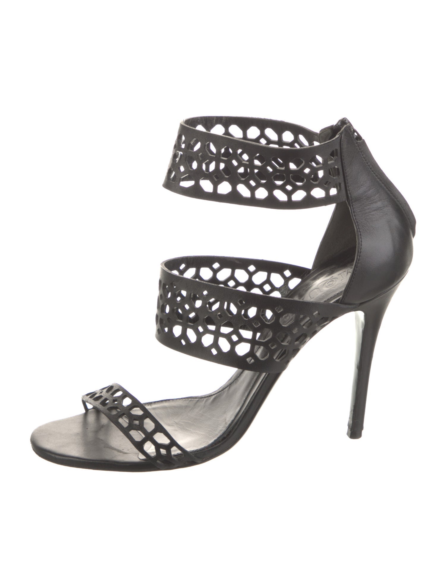 Alexander McQueen Leather Lasercut Accents Sandals